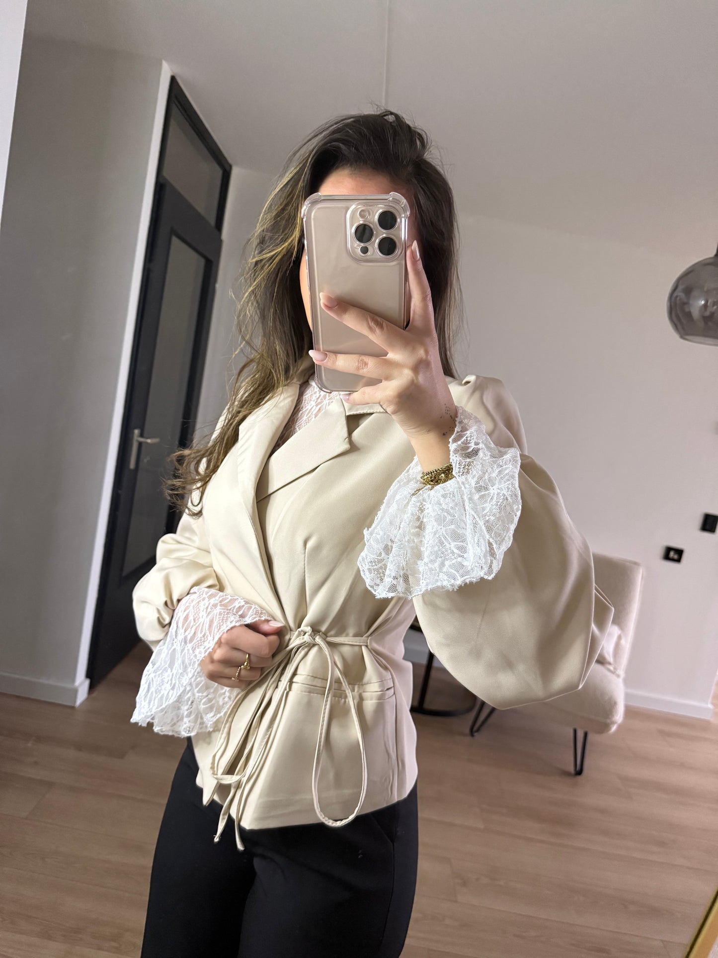 Milly overslag blazer beige
