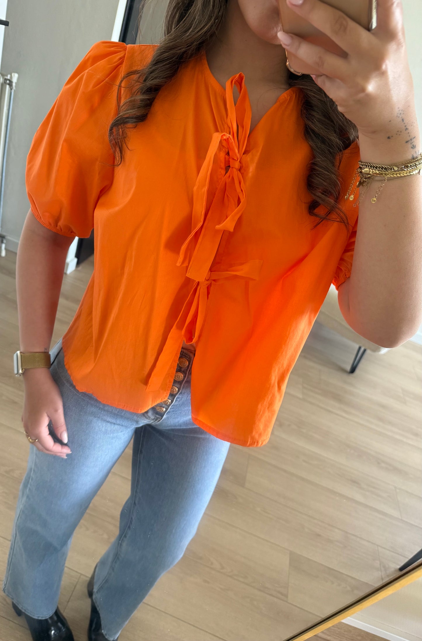 Strik blouse orange