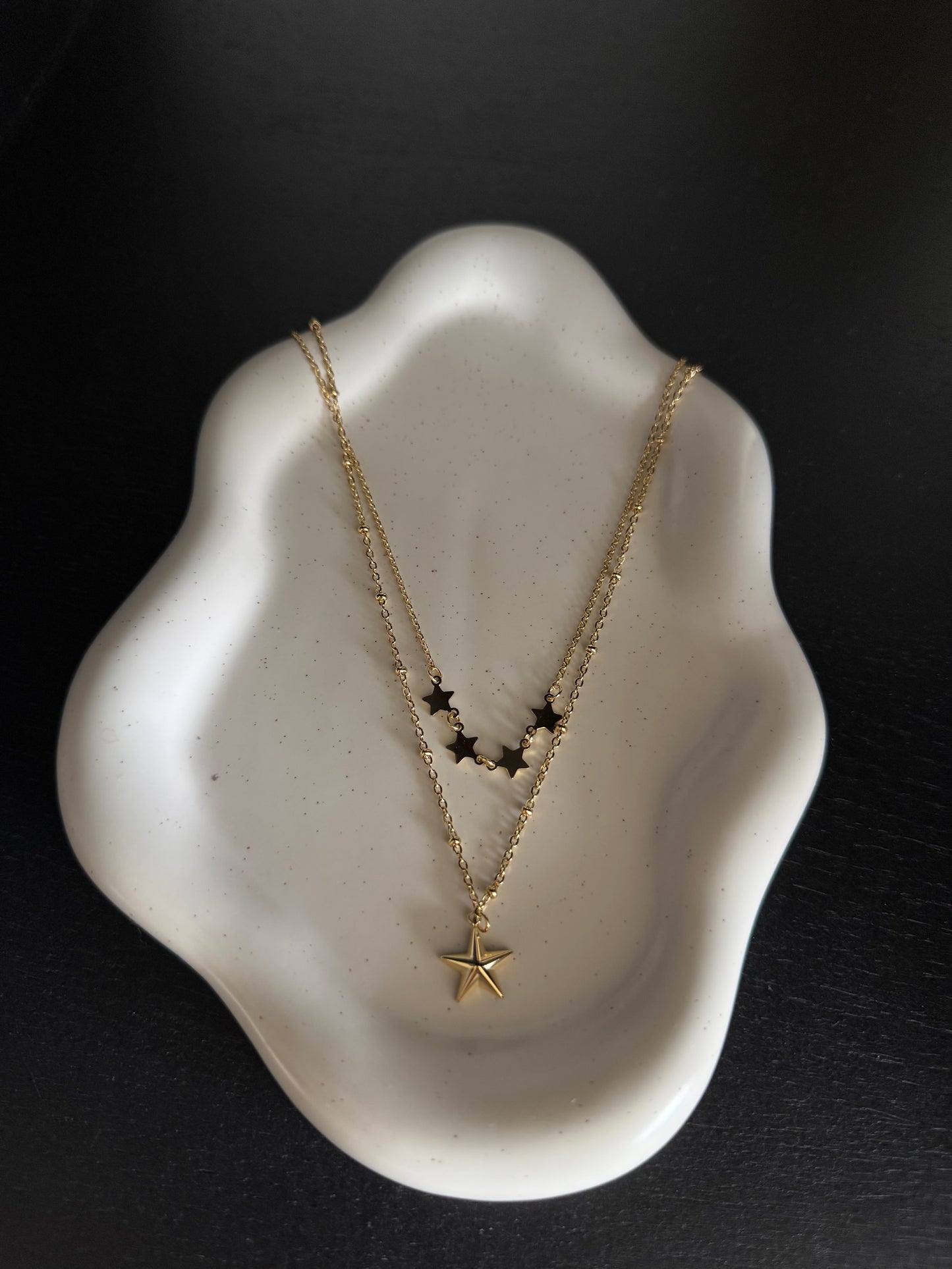 Double star necklace gold