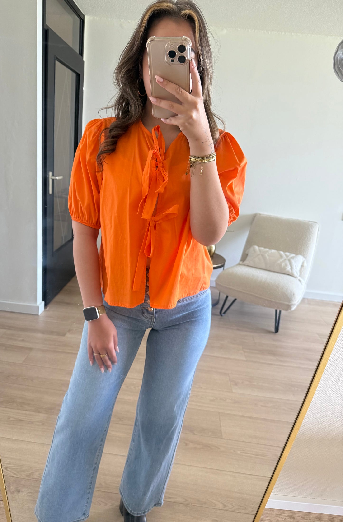Strik blouse orange