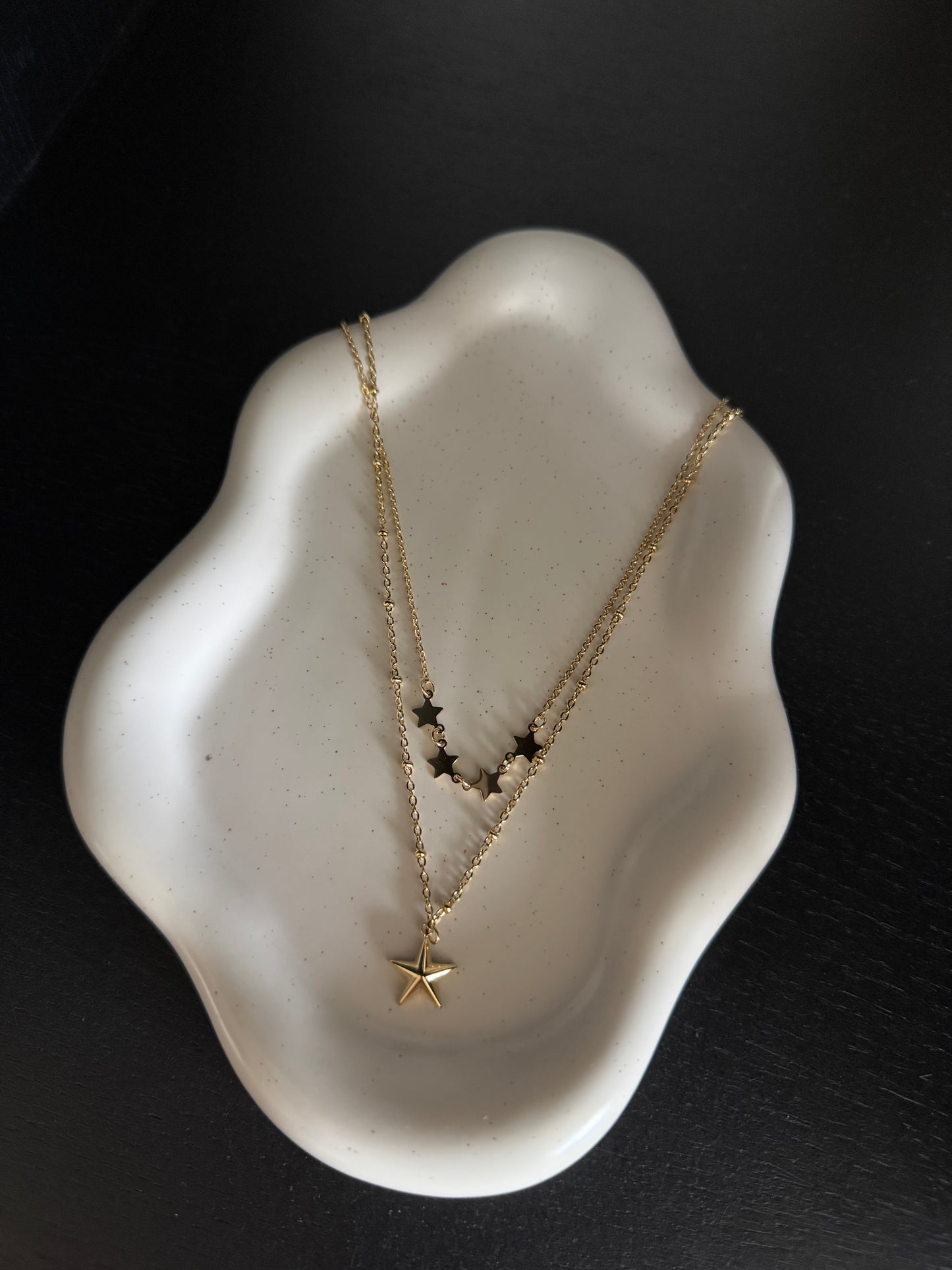 Double star necklace gold