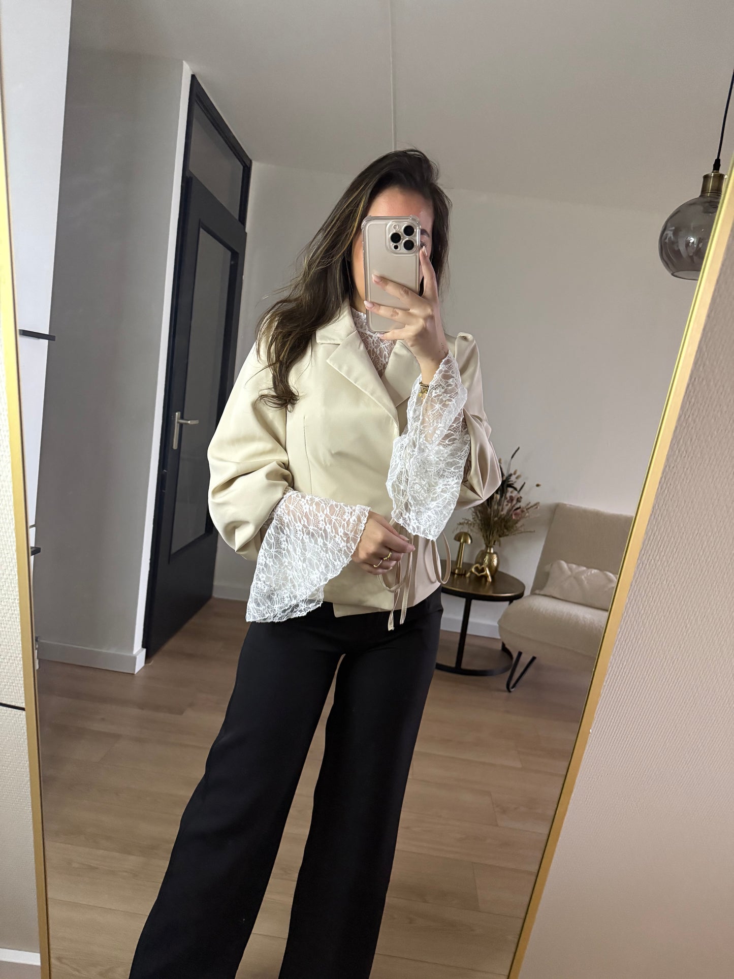 Milly overslag blazer beige