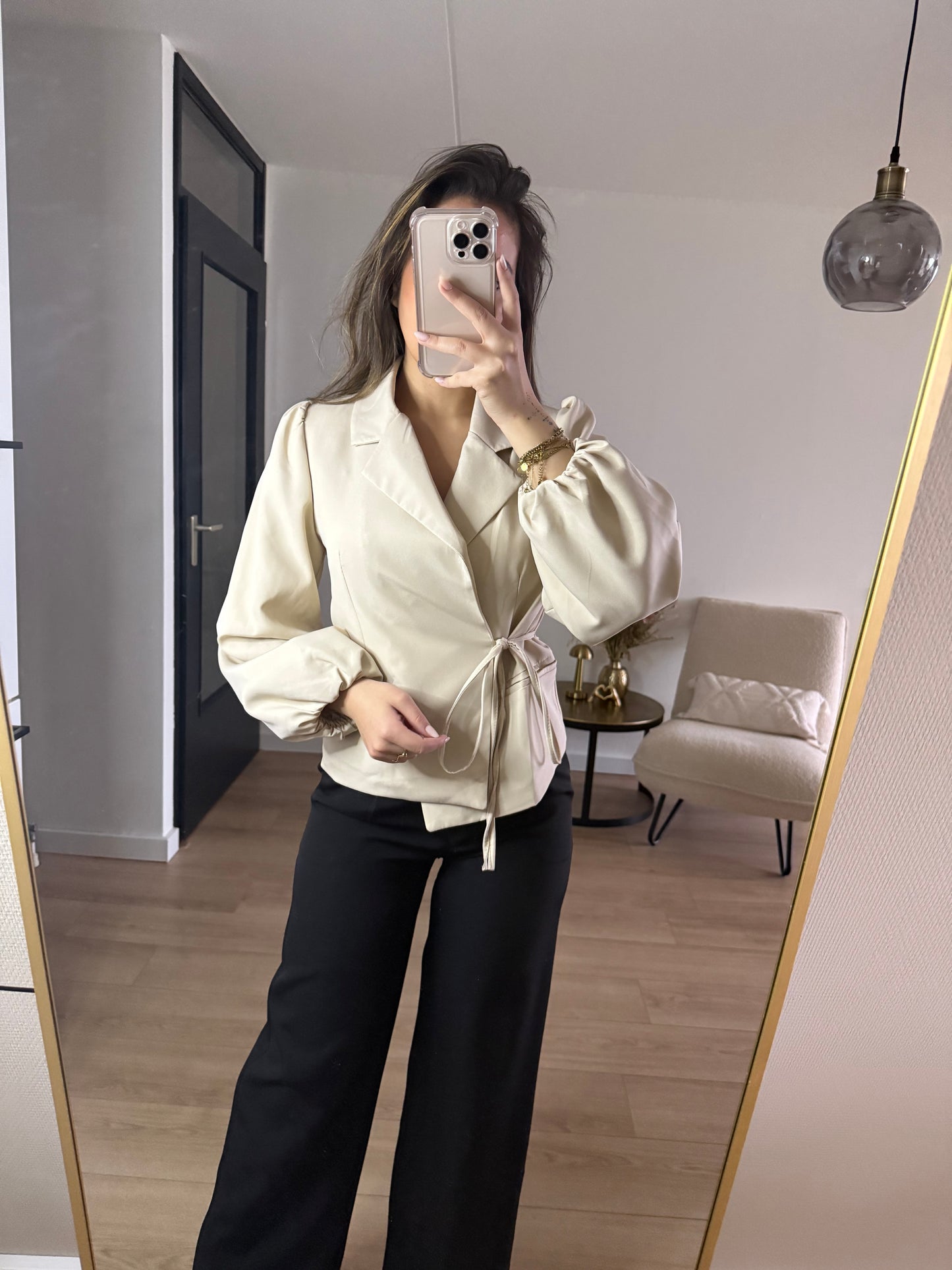 Milly overslag blazer beige