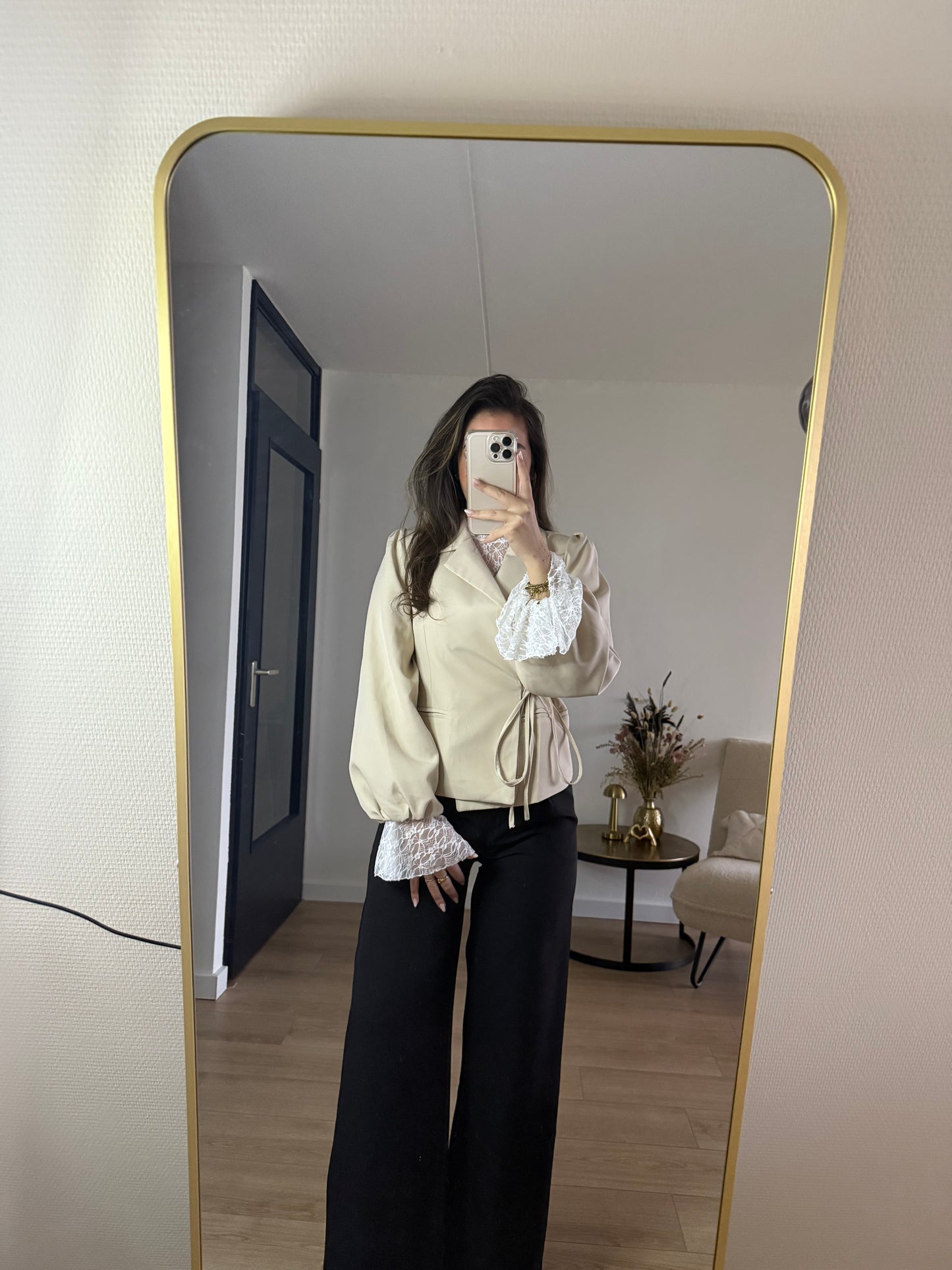 Milly overslag blazer beige